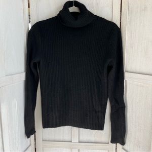 Country Shop 100% cashmere black ribbed turtleneck sweater womens small